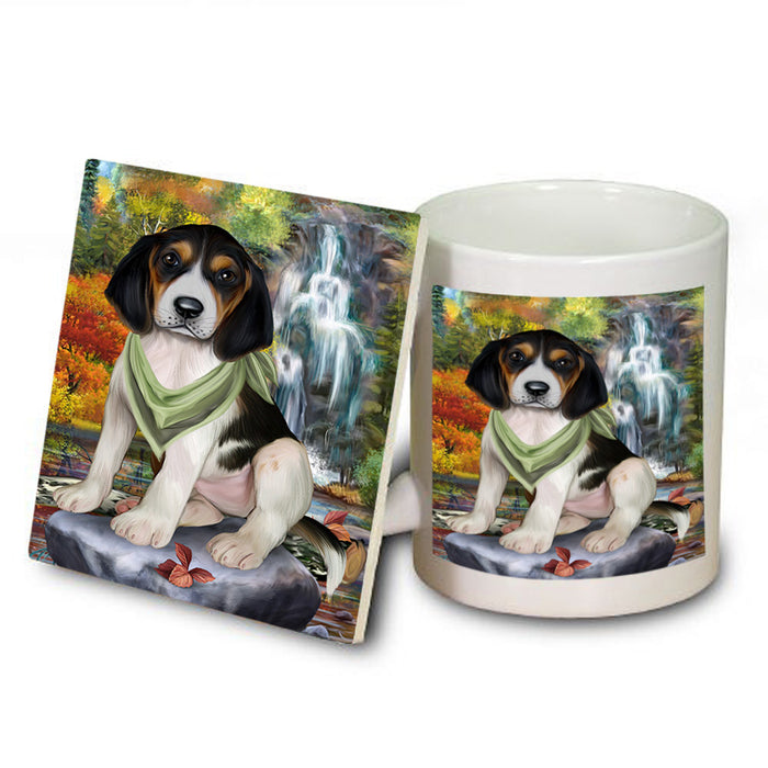 Scenic Waterfall Treeing Walker Coonhound Dog Mug and Coaster Set MUC51961