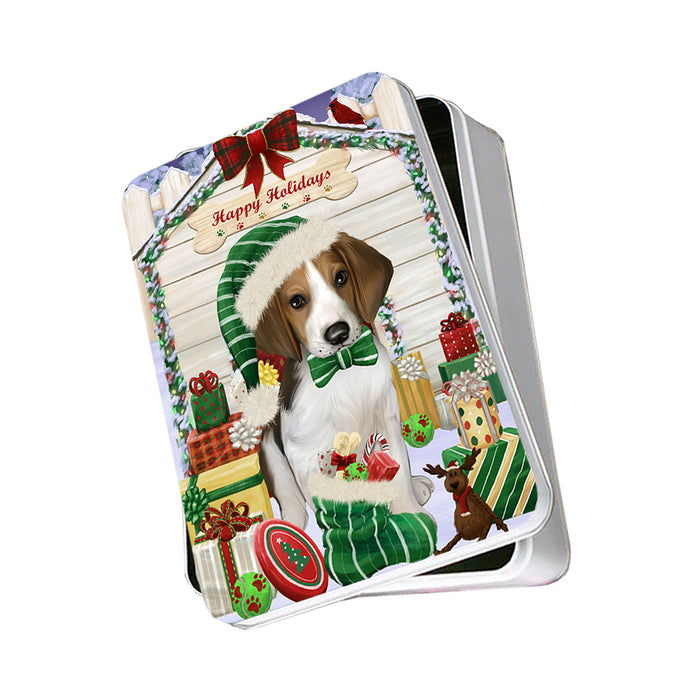 Happy Holidays Christmas Treeing Walker Coonhound Dog House With Presents Photo Storage Tin PITN51521