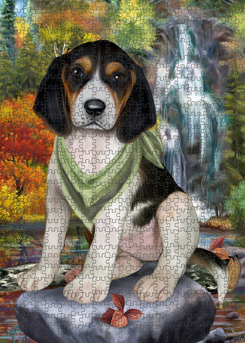 Scenic Waterfall Treeing Walker Coonhound Dog Puzzle with Photo Tin PUZL59994