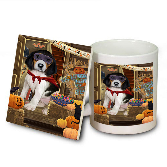 Enter at Own Risk Trick or Treat Halloween Treeing Walker Coonhound Dog Mug and Coaster Set MUC53307