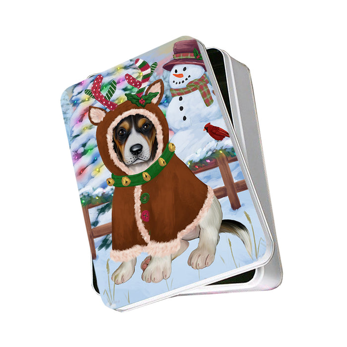 Christmas Gingerbread House Candyfest Treeing Walker Coonhound Dog Photo Storage Tin PITN56520