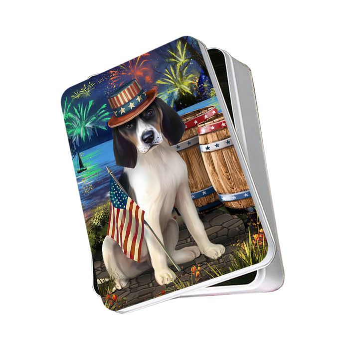 4th of July Independence Day Fireworks Treeing Walker Coonhound Dog at the Lake Photo Storage Tin PITN51239