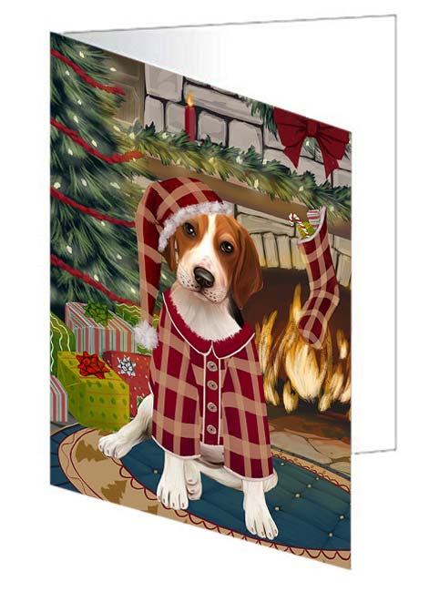 The Stocking was Hung Treeing Walker Coonhound Dog Handmade Artwork Assorted Pets Greeting Cards and Note Cards with Envelopes for All Occasions and Holiday Seasons GCD71432