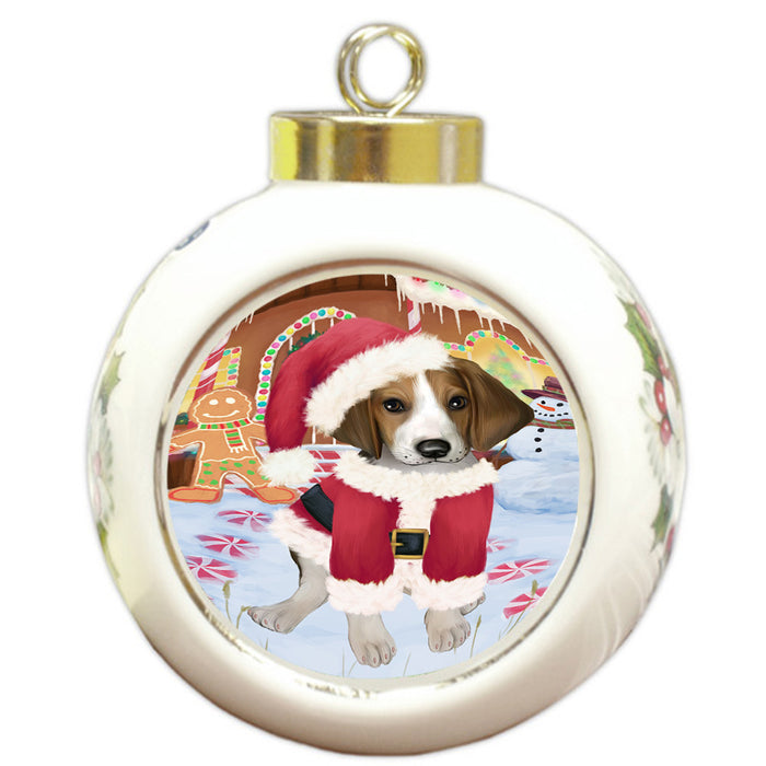 Christmas Gingerbread House Candyfest Treeing Walker Coonhound Dog Round Ball Christmas Ornament RBPOR56934