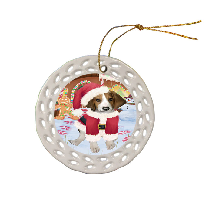 Christmas Gingerbread House Candyfest Treeing Walker Coonhound Dog Ceramic Doily Ornament DPOR56934