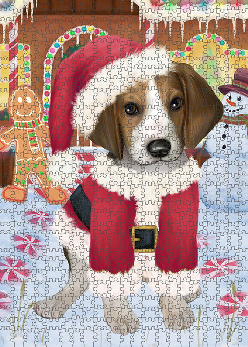 Christmas Gingerbread House Candyfest Treeing Walker Coonhound Dog Puzzle with Photo Tin PUZL94512