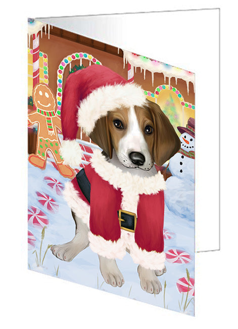 Christmas Gingerbread House Candyfest Treeing Walker Coonhound Dog Handmade Artwork Assorted Pets Greeting Cards and Note Cards with Envelopes for All Occasions and Holiday Seasons GCD74249