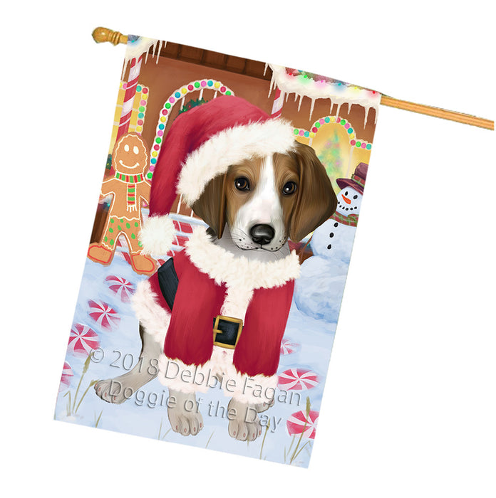 Christmas Gingerbread House Candyfest Treeing Walker Coonhound Dog House Flag FLG57262