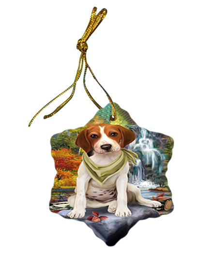 Scenic Waterfall Treeing Walker Coonhound Dog Star Porcelain Ornament SPOR51961