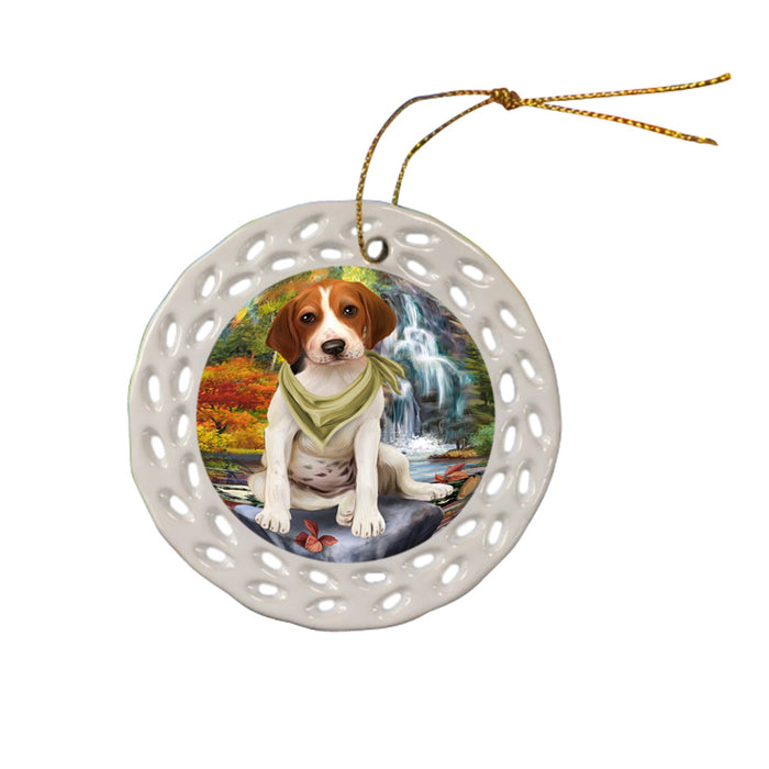 Scenic Waterfall Treeing Walker Coonhound Dog Ceramic Doily Ornament DPOR51970