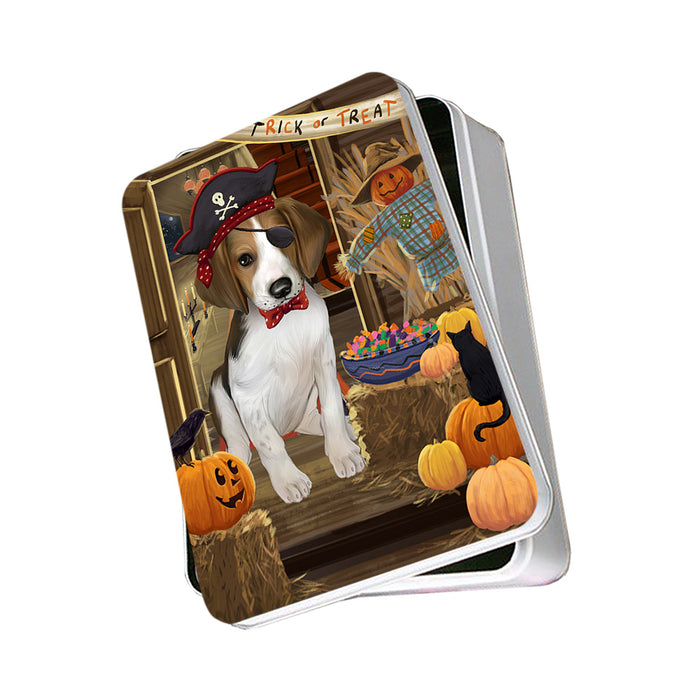 Enter at Own Risk Trick or Treat Halloween Treeing Walker Coonhound Dog Photo Storage Tin PITN53316