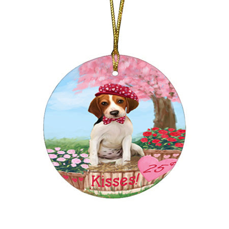 Rosie 25 Cent Kisses Treeing Walker Coonhound Dog Round Flat Christmas Ornament RFPOR56608