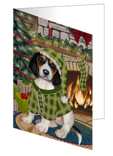 The Stocking was Hung Treeing Walker Coonhound Dog Handmade Artwork Assorted Pets Greeting Cards and Note Cards with Envelopes for All Occasions and Holiday Seasons GCD71435