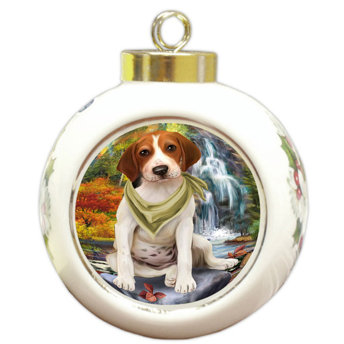 Scenic Waterfall Treeing Walker Coonhound Dog Round Ball Christmas Ornament RBPOR51970