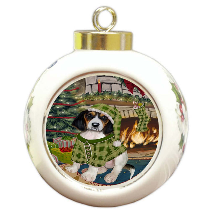 The Stocking was Hung Treeing Walker Coonhound Dog Round Ball Christmas Ornament RBPOR55996