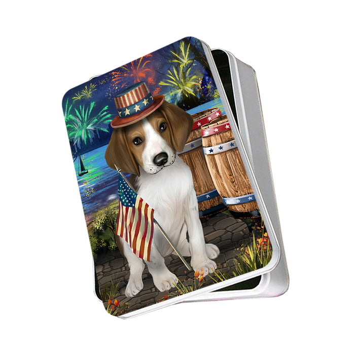 4th of July Independence Day Fireworks Treeing Walker Coonhound Dog at the Lake Photo Storage Tin PITN51240