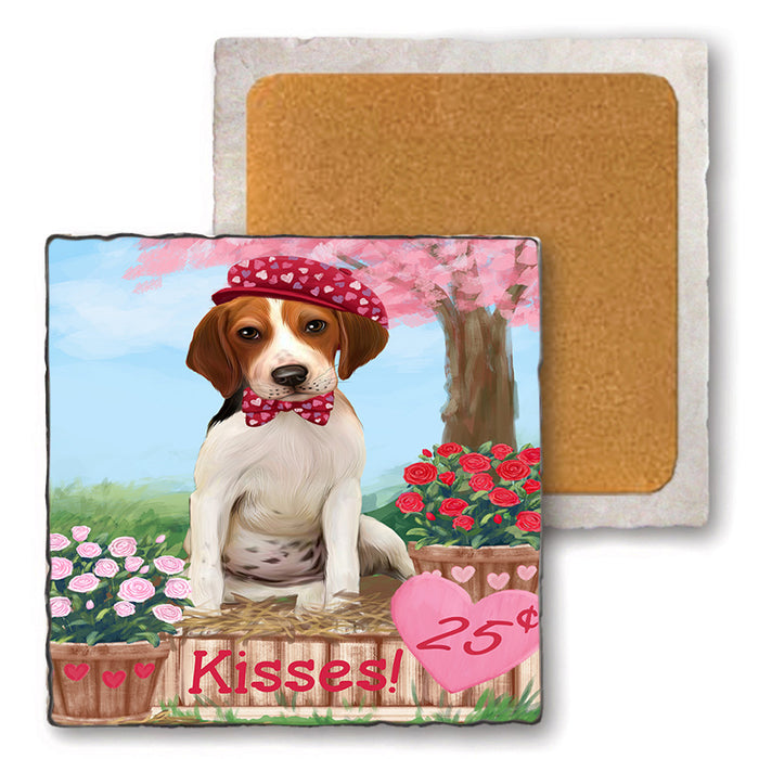 Rosie 25 Cent Kisses Treeing Walker Coonhound Dog Set of 4 Natural Stone Marble Tile Coasters MCST51252