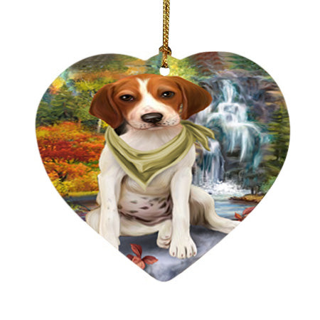 Scenic Waterfall Treeing Walker Coonhound Dog Heart Christmas Ornament HPOR51970