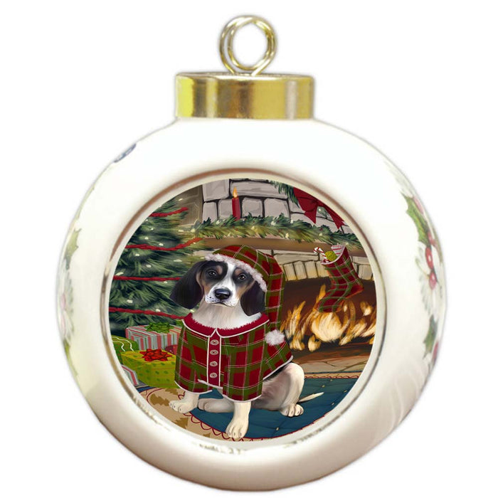 The Stocking was Hung Treeing Walker Coonhound Dog Round Ball Christmas Ornament RBPOR55997