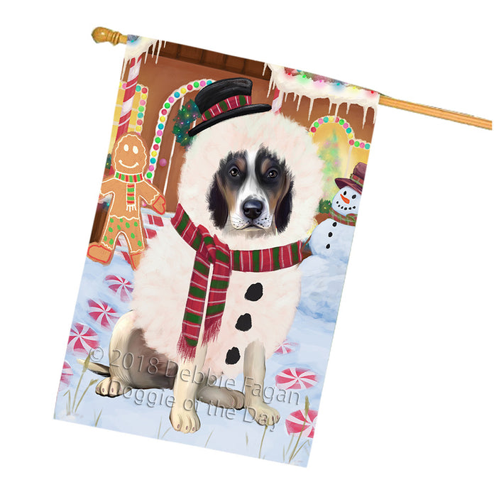 Christmas Gingerbread House Candyfest Treeing Walker Coonhound Dog House Flag FLG57263