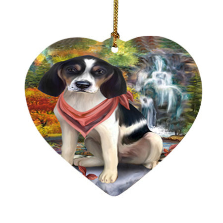 Scenic Waterfall Treeing Walker Coonhound Dog Heart Christmas Ornament HPOR51971