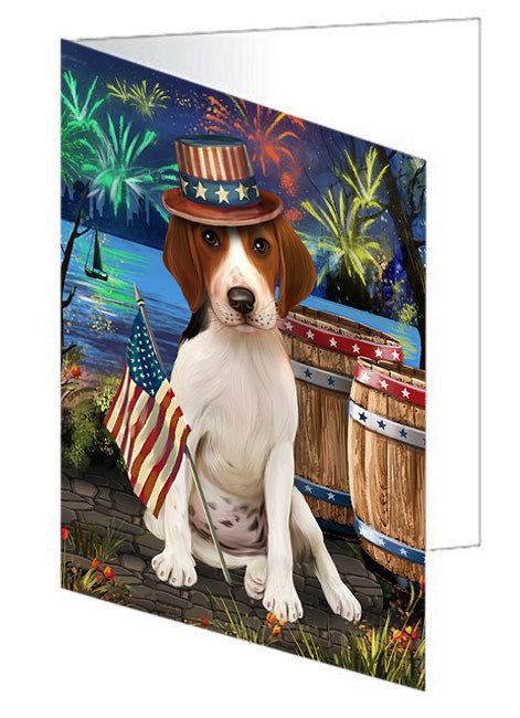 4th of July Independence Day Fireworks Treeing Walker Coonhound Dog at the Lake Handmade Artwork Assorted Pets Greeting Cards and Note Cards with Envelopes for All Occasions and Holiday Seasons GCD57752