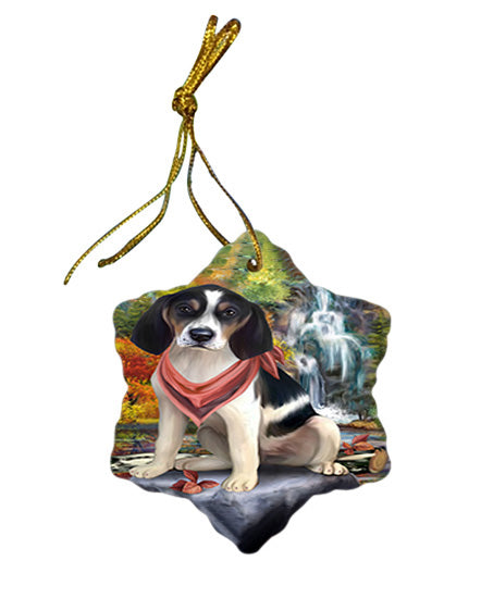 Scenic Waterfall Treeing Walker Coonhound Dog Star Porcelain Ornament SPOR51962