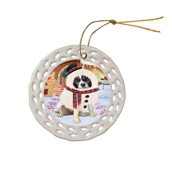Christmas Gingerbread House Candyfest Treeing Walker Coonhound Dog Ceramic Doily Ornament DPOR56935