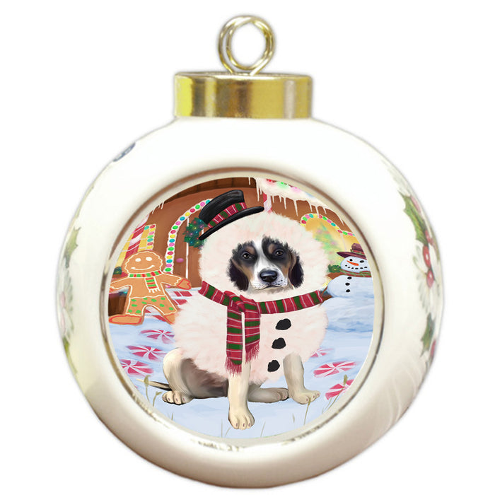 Christmas Gingerbread House Candyfest Treeing Walker Coonhound Dog Round Ball Christmas Ornament RBPOR56935