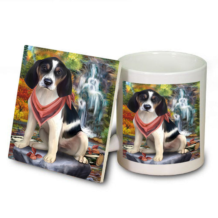 Scenic Waterfall Treeing Walker Coonhound Dog Mug and Coaster Set MUC51963
