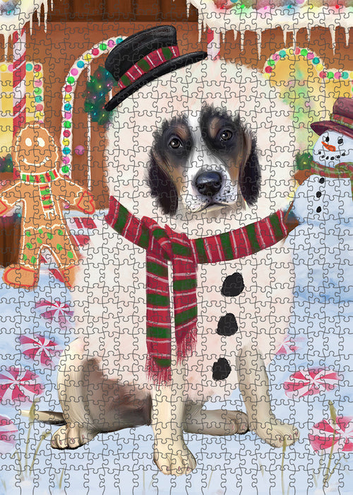 Christmas Gingerbread House Candyfest Treeing Walker Coonhound Dog Puzzle with Photo Tin PUZL94516