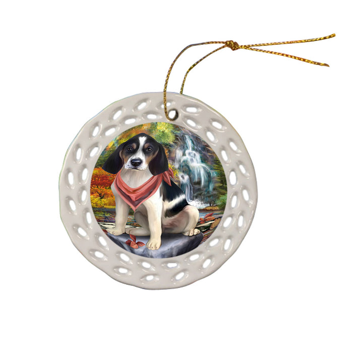 Scenic Waterfall Treeing Walker Coonhound Dog Ceramic Doily Ornament DPOR51971