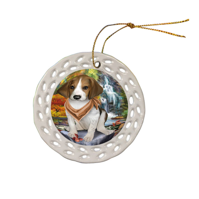 Scenic Waterfall Treeing Walker Coonhound Dog Ceramic Doily Ornament DPOR51972