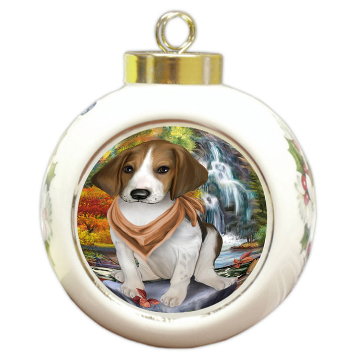Scenic Waterfall Treeing Walker Coonhound Dog Round Ball Christmas Ornament RBPOR51972