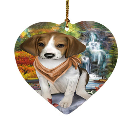 Scenic Waterfall Treeing Walker Coonhound Dog Heart Christmas Ornament HPOR51972