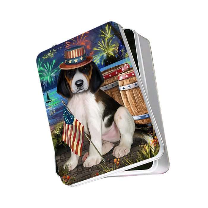 4th of July Independence Day Fireworks Treeing Walker Coonhound Dog at the Lake Photo Storage Tin PITN51242