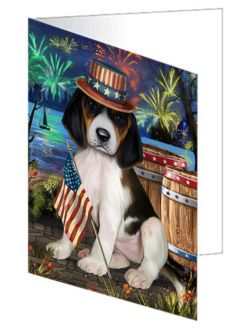 4th of July Independence Day Fireworks Treeing Walker Coonhound Dog at the Lake Handmade Artwork Assorted Pets Greeting Cards and Note Cards with Envelopes for All Occasions and Holiday Seasons GCD57755