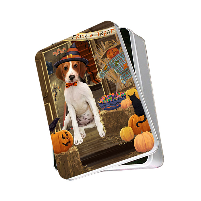 Enter at Own Risk Trick or Treat Halloween Treeing Walker Coonhound Dog Photo Storage Tin PITN53318