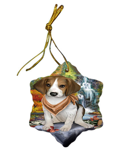 Scenic Waterfall Treeing Walker Coonhound Dog Star Porcelain Ornament SPOR51963