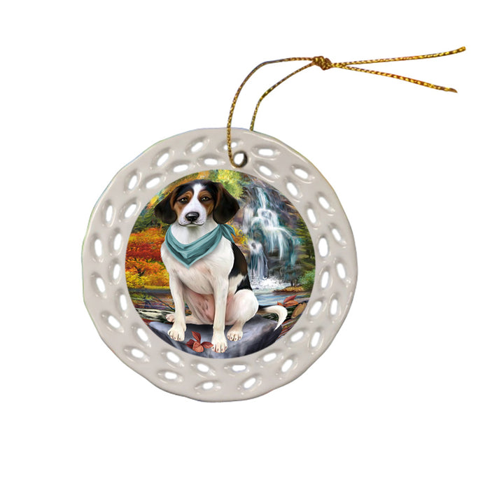 Scenic Waterfall Treeing Walker Coonhound Dog Ceramic Doily Ornament DPOR51973