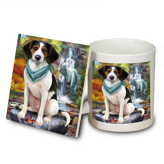 Scenic Waterfall Treeing Walker Coonhound Dog Mug and Coaster Set MUC51965