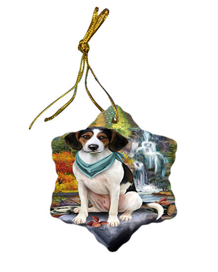 Scenic Waterfall Treeing Walker Coonhound Dog Star Porcelain Ornament SPOR51964