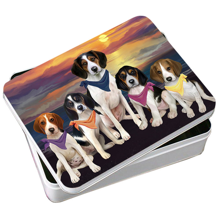 Family Sunset Portrait Treeing Walker Coonhounds Dog Photo Storage Tin PITN50285