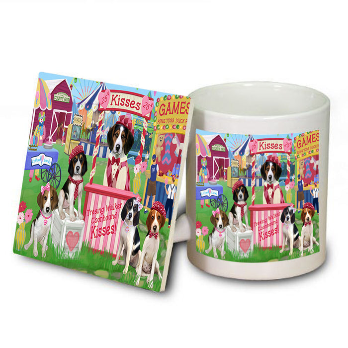 Carnival Kissing Booth Treeing Walker Coonhounds Dog Mug and Coaster Set MUC56037