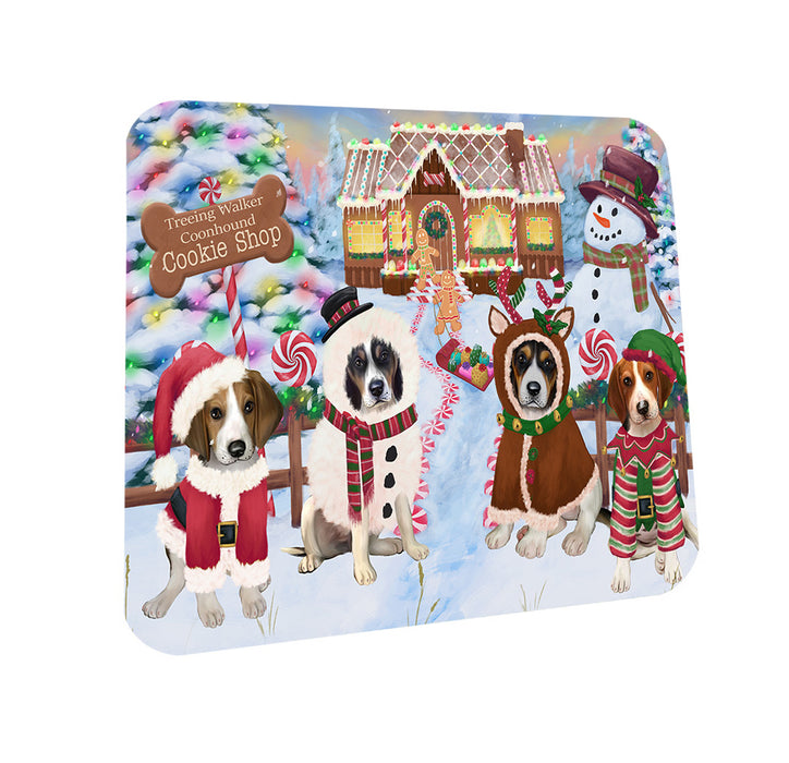 Holiday Gingerbread Cookie Shop Treeing Walker Coonhounds Dog Coasters Set of 4 CST56585