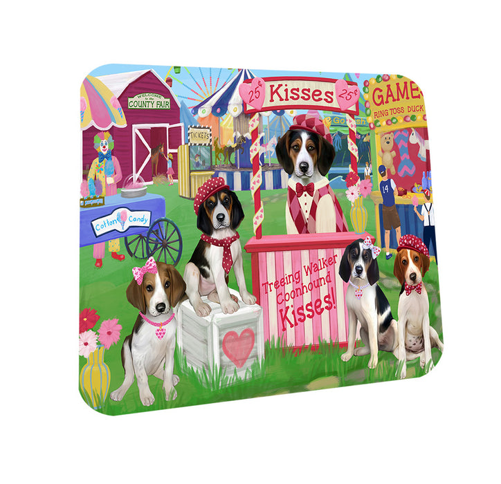 Carnival Kissing Booth Treeing Walker Coonhounds Dog Coasters Set of 4 CST56003