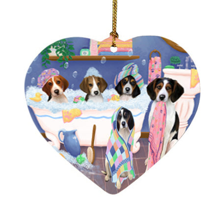 Rub A Dub Dogs In A Tub Treeing Walker Coonhounds Dog Heart Christmas Ornament HPOR57186