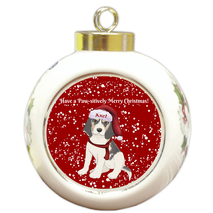 Custom Personalized Pawsitively Treeing Walker Coonhound Dog Merry Christmas Round Ball Ornament