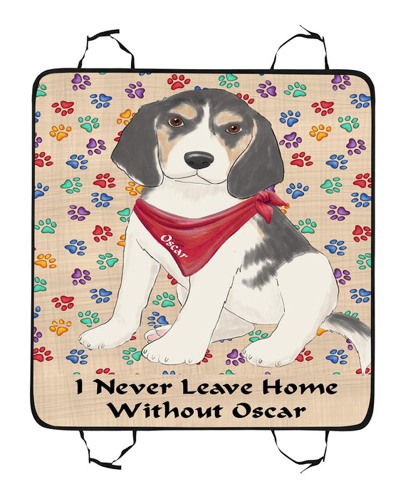 Personalized I Never Leave Home Paw Print Treeing Walker Coonhound Dogs Pet Back Car Seat Cover