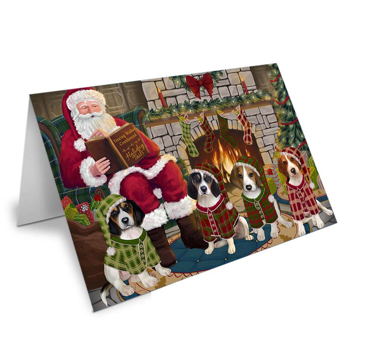Christmas Cozy Holiday Tails Treeing Walker Coonhounds Dog Handmade Artwork Assorted Pets Greeting Cards and Note Cards with Envelopes for All Occasions and Holiday Seasons GCD70700